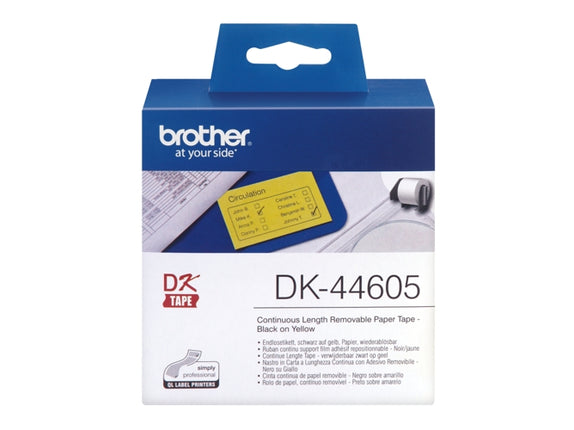 Consumable Original Brother DK44605 Continuous removable thermal paper tape (yellow). Width: 62 mm. Length: 30.48 m