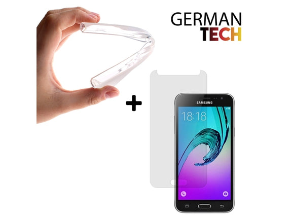 GERMAN TECH Tempered Glass Case and Protector for Samsung Galaxy J3 2016