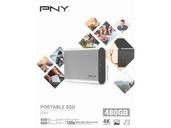 PNY Elite External SSD (480 GB - USB 3.1 - 430 MB/s)
