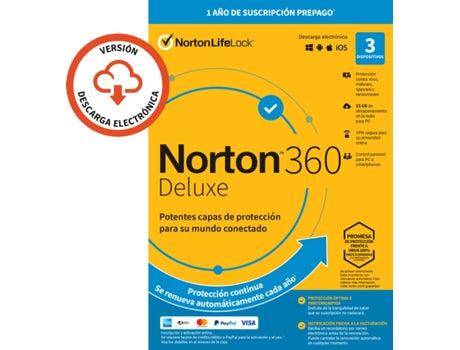 NORTON 360 Deluxe 25GB Software (3 Devices - 1 Year - Smartphone, PC and Tablet - Digital Format)