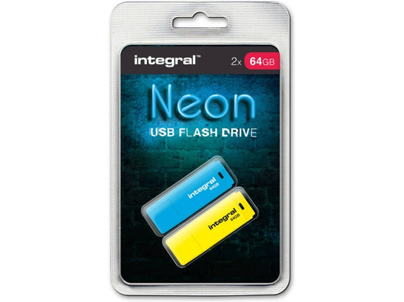 Pack 2 pcs. Pen Drive INTEGRAL Neon 64 GB