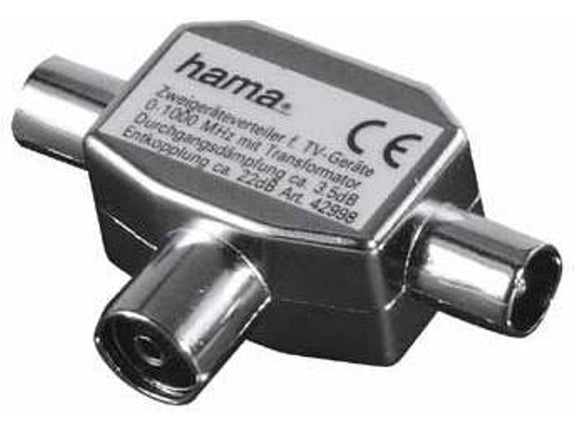HAMA Antenna Distributor Interface Cable Coaxial Jack 2 Coaxial Plugs