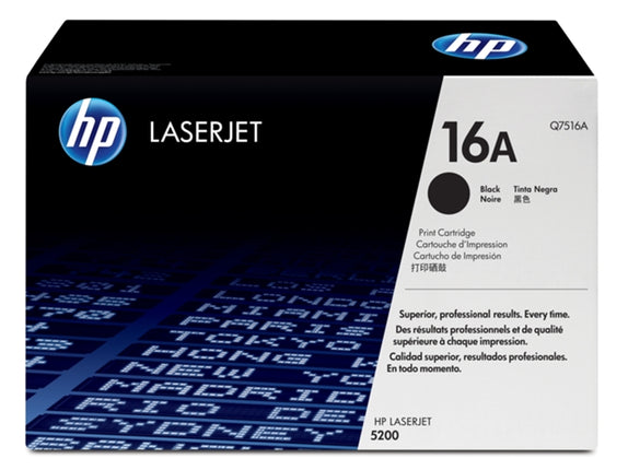 Original HP 16A Black LaserJet toner cartridge for Laserjet 5200 series