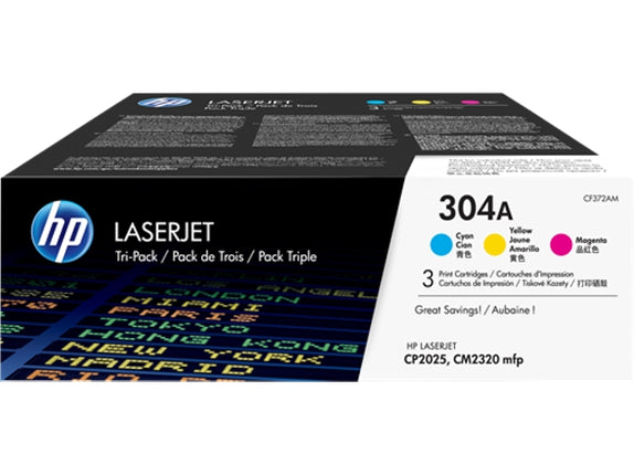 3-pack of 3 Original HP 304 Cyan Yellow Magenta toner cartridges for HP Color LaserJet CP2025 CM2320mfp