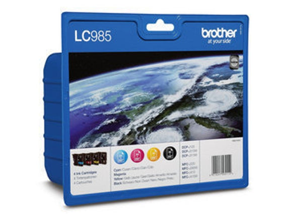 4-pack Original BROTHER LC985VALBP ink cartridge black cyan magenta and yellow 300 pages black 300 pages colour