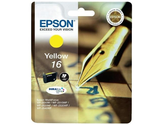 Genuine EPSON 16 Ink Cartridge Pen & Crossword Puzzle 3.1 ml Yellow C13T16244022 T1624