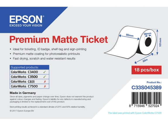 EPSON Premium Paper Roll 80mm x 50m 107 gm² 107 gm².