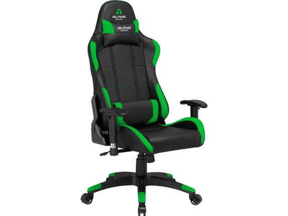Gaming Chair ALPHA GAMER Vega Gaming Chair Up to 150 kg Gas Lift Class 4 Black and Green