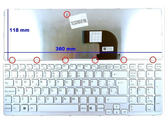White Keyboard for Sony Vaio Sve15 and Sve17 Series