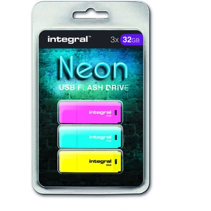 Pack 3 pcs. Pen Drive INTEGRAL Neon 32 GB