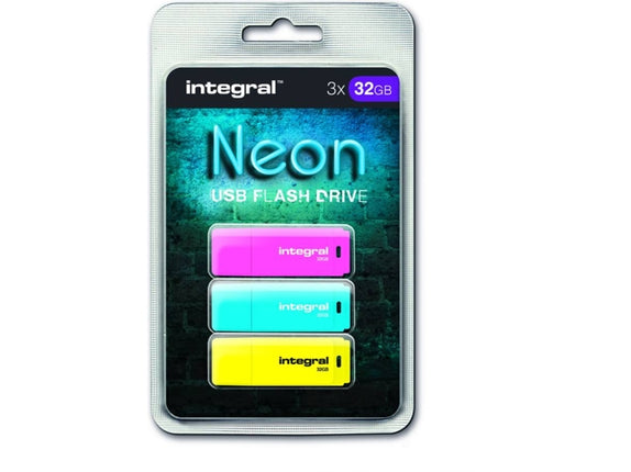 Pack 3 pcs. Pen Drive INTEGRAL Neon 32 GB