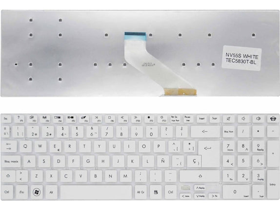 Keyboard for Gateway Nv55 White (No Foil)