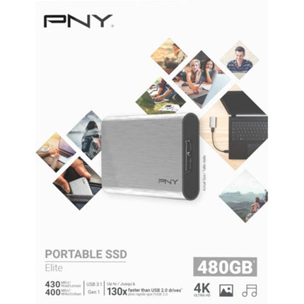 PNY Elite External SSD (480 GB - USB 3.1 - 430 MB/s)
