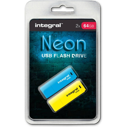 Pack 2 pcs. Pen Drive INTEGRAL Neon 64 GB