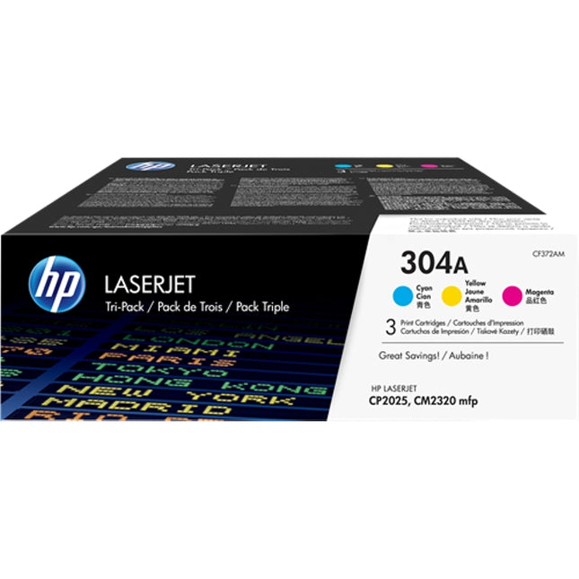 3-pack of 3 Original HP 304 Cyan Yellow Magenta toner cartridges for HP Color LaserJet CP2025 CM2320mfp