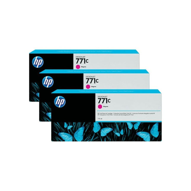3-pack of 3 Original HP 771C B6Y33A Magenta Ink Cartridges for DesignJet Z6200
