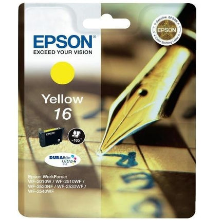 Genuine EPSON 16 Ink Cartridge Pen & Crossword Puzzle 3.1 ml  Yellow C13T16244022 T1624