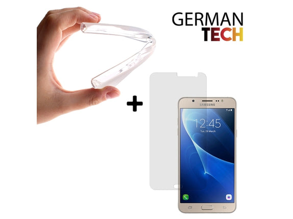 GERMAN TECH Tempered Glass Case and Protector for Samsung Galaxy J7 2016