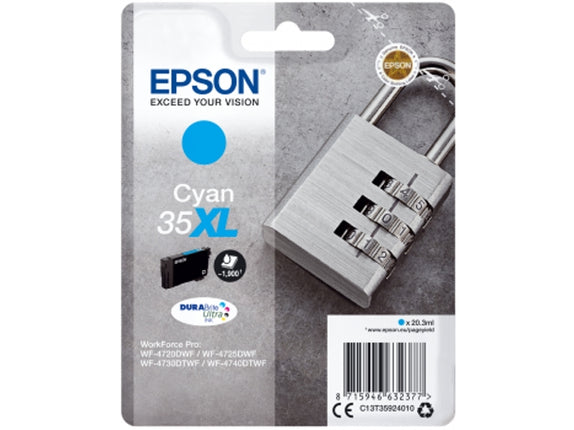 Genuine EPSON 35XL Ink Cartridge Padlock 203 ml  Cyan XL C13T35924010 T3592