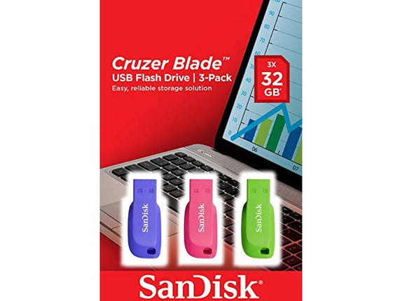 SANDISK Cruzer Blade 3x 32GB USB Flash Drive