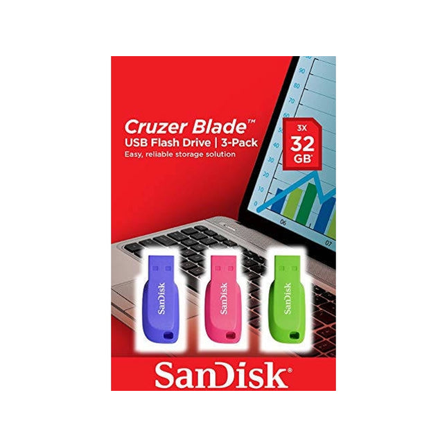 SANDISK Cruzer Blade 3x 32GB USB Flash Drive